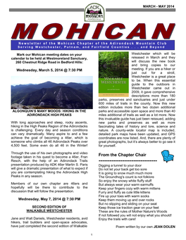 From the Chapter Chair Resch, with the Help of an Adirondack Trails ------Presentation Produced by ADK 46Er Martin S