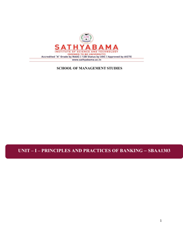 I – Principles and Practices of Banking – Sbaa1303