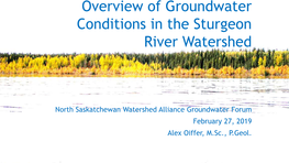 Overview of Groundwater Conditions in the Sturgeon River Watershed