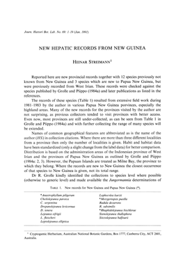 New Hepatic Records from New Guinea