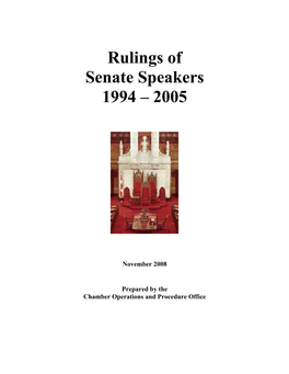 Rulings of Senate Speakers 1994 – 2005