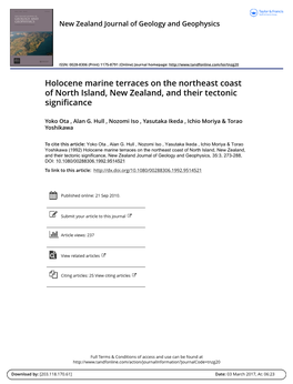 Holocene Marine Terraces on the Northeast Coast of North Island, New Zealand, and Their Tectonic Significance
