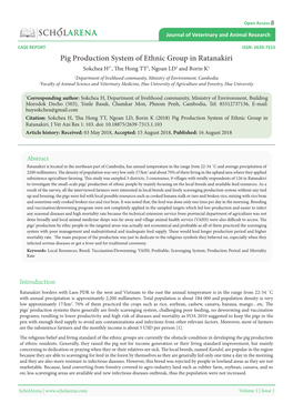 Pig Production System of Ethnic Group in Ratanakiri