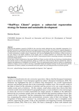 Medways Cilento” Project: a Culture-Led Regeneration Strategy for Human and Sustainable Development