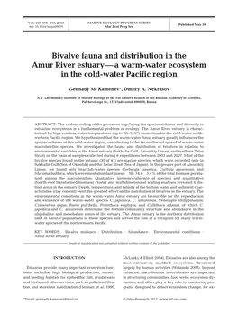 Bivalve Fauna and Distribution in the Amur River Estuary—A Warm-Water