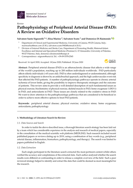 Pathophysiology of Peripheral Arterial Disease (PAD): a Review on Oxidative Disorders