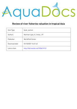 Review of River Fisheries Valuation in Tropical Asia