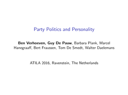 Party Politics and Personality
