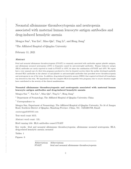 Neonatal Alloimmune Thrombocytopenia and Neutropenia Associated with Maternal Human Leucocyte Antigen Antibodies and Drug-Induce