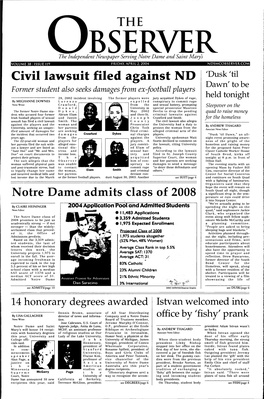 Civil Lawsuit Filed Against ND 'Dusk 'Til Dawn' to Be Former Student Also Seeks Damages from Ex-Football Players