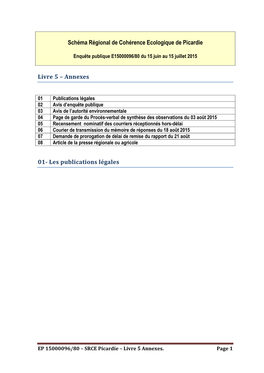 Schéma Régional De Cohérence Ecologique De Picardie Livre 5