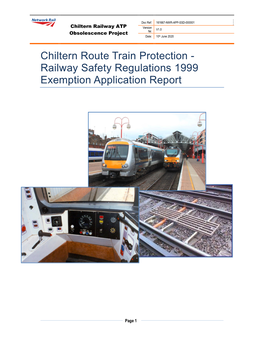 Chiltern Route Train Protection - Railway – Safety Regulations 1999 Exemption Operational Safety Plan R362 (Reference 5)