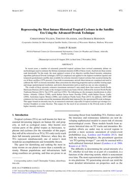 Reprocessing the Most Intense Historical Tropical Cyclones in the Satellite Era Using the Advanced Dvorak Technique