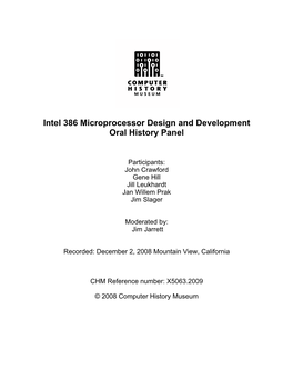 Intel 386 Microprocessor Design and Development Oral History Panel