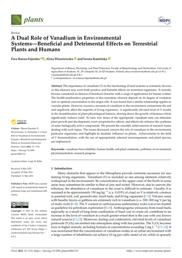 A Dual Role of Vanadium in Environmental Systems—Beneficial