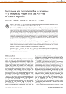 Systematic and Biostratigraphic Significance of a Chinchillid Rodent from the Pliocene of Eastern Argentina