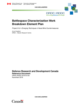 Battlespace Characterization Work Breakdown Element Plan