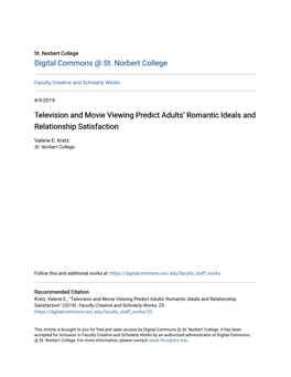 Television and Movie Viewing Predict Adults' Romantic Ideals and Relationship Satisfaction