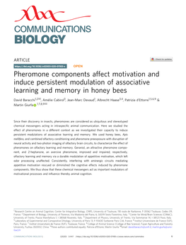 Pheromone Components Affect Motivation and Induce