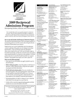 2009 Reciprocal Admissions Program