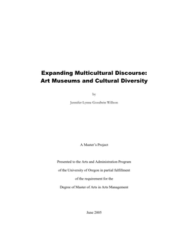 Expanding Multicultural Discourse: Art Museums and Cultural Diversity