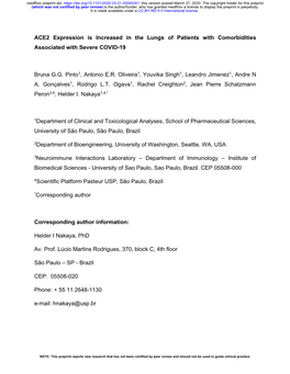 ACE2 Expression Is Increased in the Lungs of Patients with Comorbidities Associated with Severe COVID-19