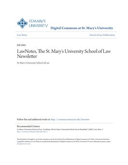Lawnotes, the St. Mary's University School of Law Newsletter