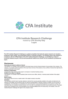 CFA Institute Research Challenge Hosted by CFA Society Italy Logos