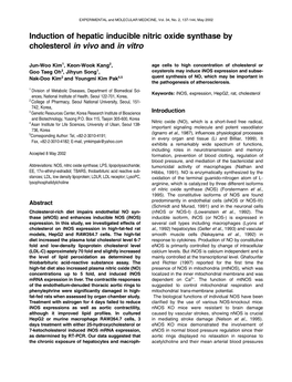 Induction of Hepatic Inducible Nitric Oxide Synthase by Cholesterol in Vivo and in Vitro