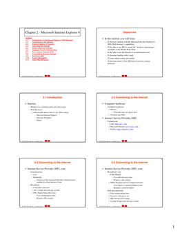 Chapter 2 - Microsoft Internet Explorer 6 Objectives