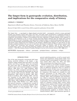 The Limpet Form in Gastropods: Evolution, Distribution, and Implications for the Comparative Study of History