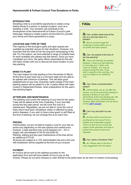 Hammersmith & Fulham Council Tree Donations in Parks