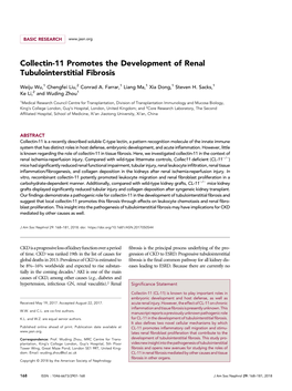 Collectin-11 Promotes the Development of Renal Tubulointerstitial Fibrosis