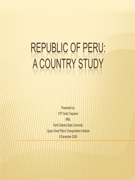 Republic of Peru: a Country Study