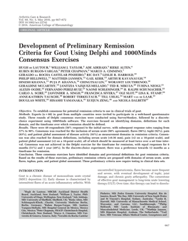 Development of Preliminary Remission Criteria for Gout Using Delphi and 1000Minds Consensus Exercises