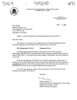 U.S. EPA, Pesticides, Label, GLYPHOSATE PRO 4TM, 3/19/2010