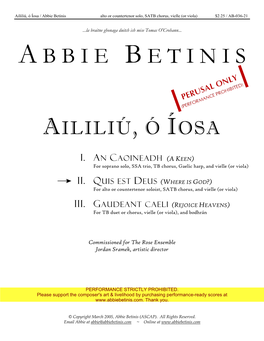 II. QUIS EST DEUS (WHERE IS GOD?) for Alto Or Countertenor Soloist, SATB Chorus, and Vielle (Or Viola)