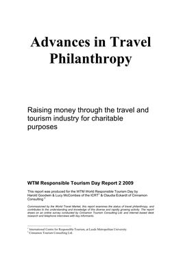 Advances in Travel Philanthropy