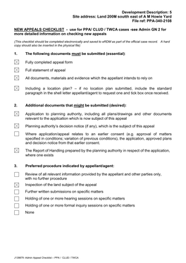 5 Site Address: Land 200M Soutth East of AM Howie Yard File
