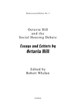 Octavia Hill and the Social Housing Debate