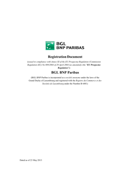 Registration Document BGL BNP Paribas