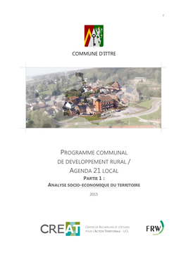 De Developpement Rural / Agenda 21 Local Partie 1 : Analyse Socio-Economique Du Territoire