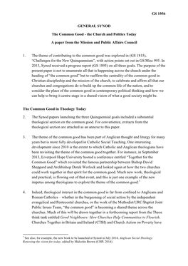 GS 1956 GENERAL SYNOD the Common Good