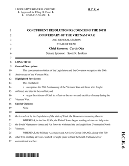 Introduced Legislation HCR006