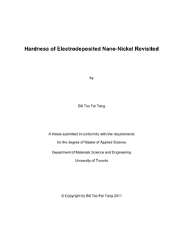 Hardness of Electrodeposited Nano-Nickel Revisited