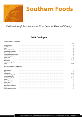 Distributors of Australian and New Zealand Food and Drinks