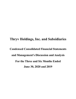 Thryv Q2 2020 Quarterly Report