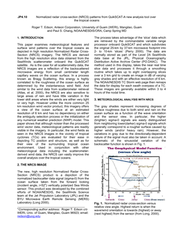 JP4.10 Normalized Radar Cross-Section (NRCS) Patterns From