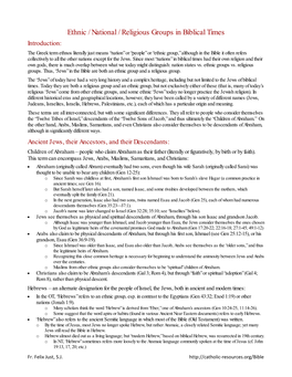 Ethnic / National / Religious Groups in Biblical Times