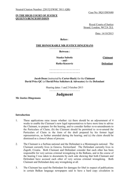 High Court Judgment Template